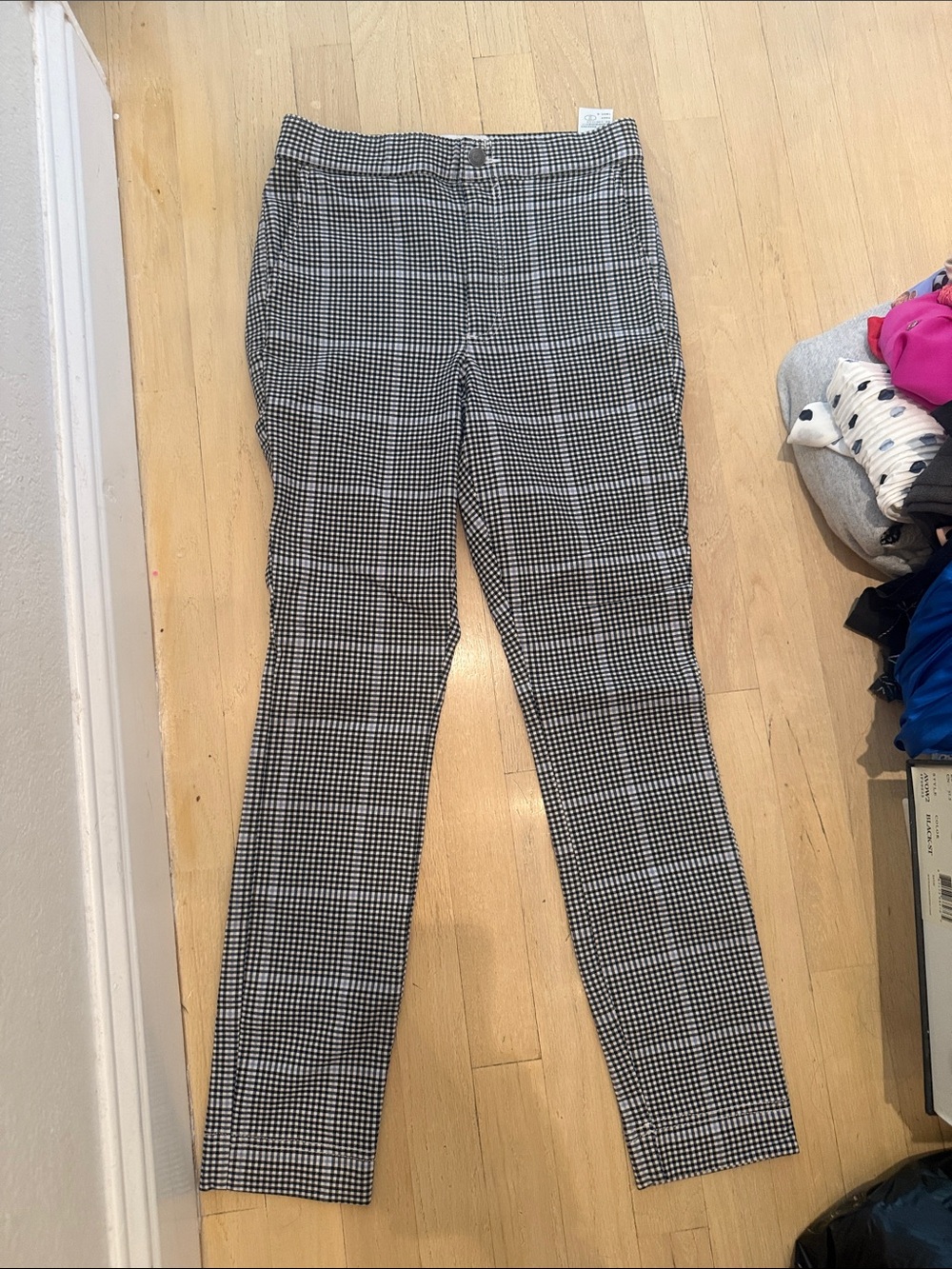 Hollister Black and White Checked Slim Dress Pants